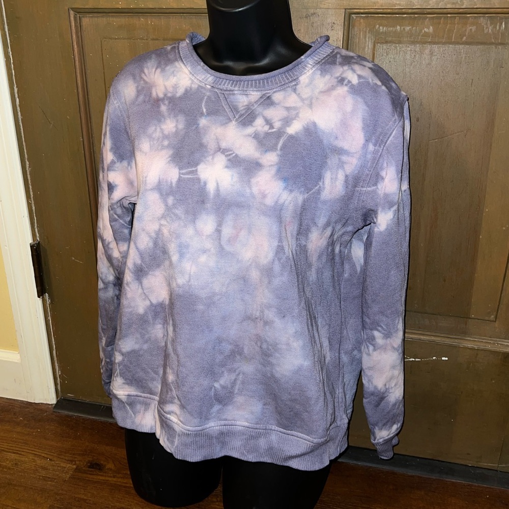 Parisian Works Purple Acid Wash Punk Cozy Crewneck Long Sleeve Sweatshirt Size M - Picture 6 of 12
